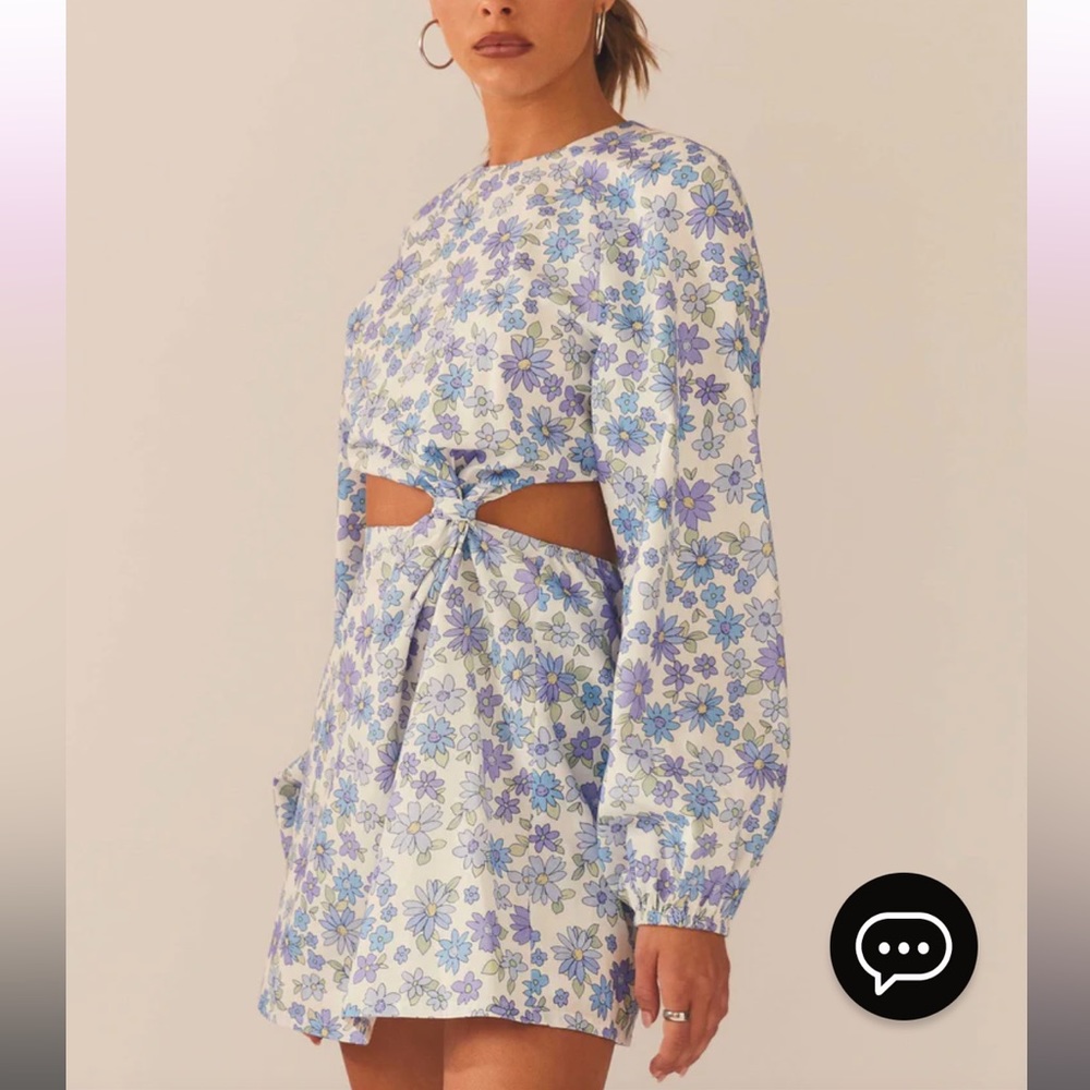 Peppermayo cutout floral linen mini dress size 4 - escape to cottage mini dress